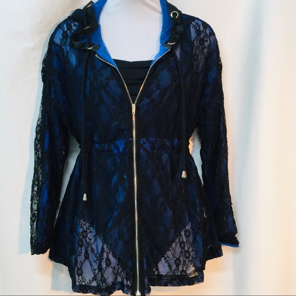 🎉Lace and Mesh Sheer Jacket - Picture 6 of 8